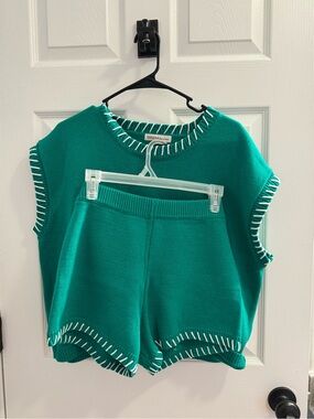 Zemana Kelly green Knit Shorts & Top Set
